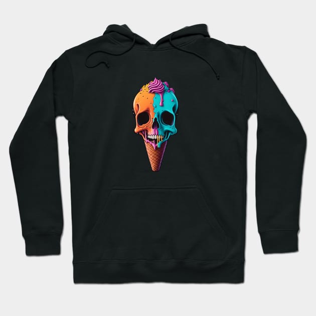 Ice Cream Skull Hoodie by ColorCanvas